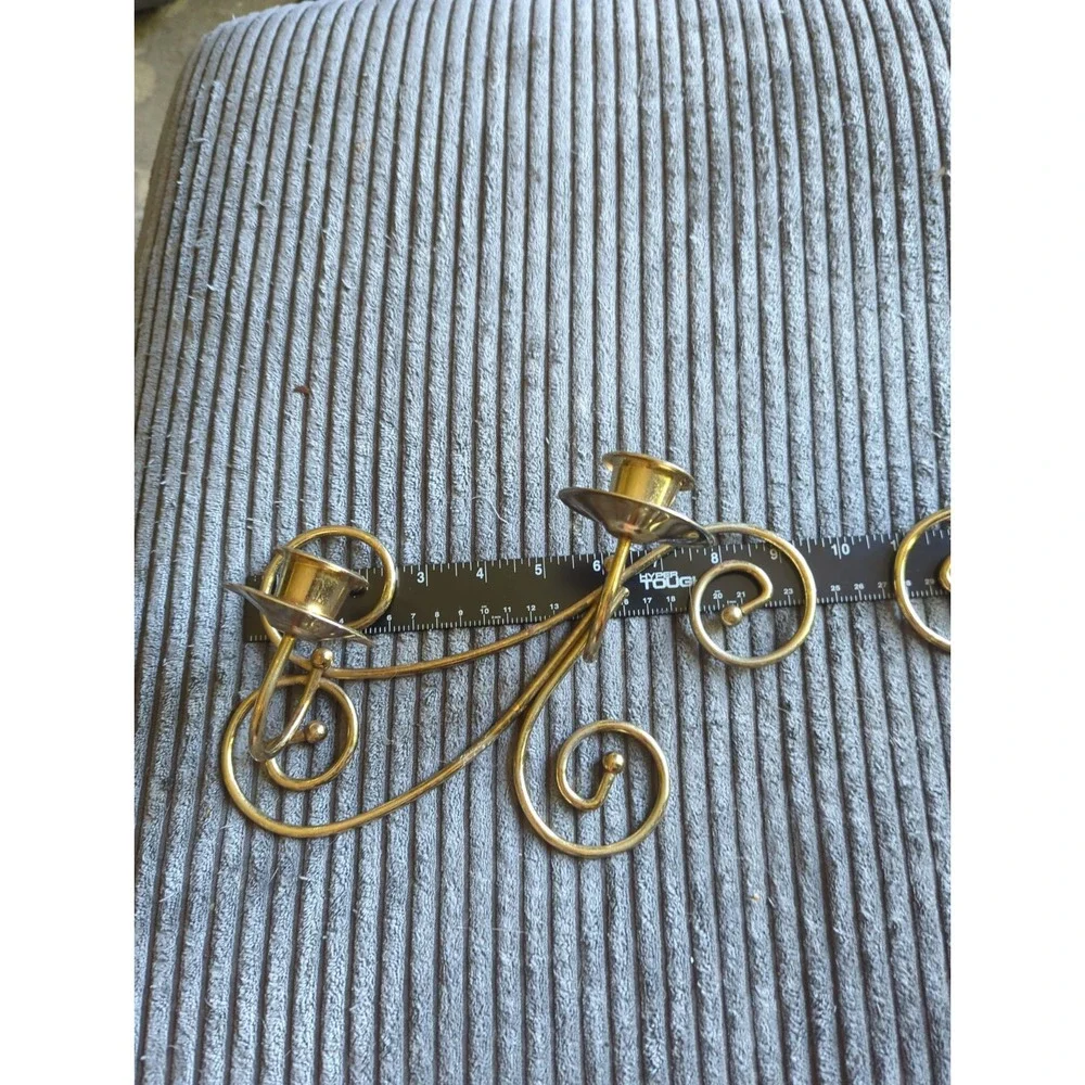 2 Vintage Brass Tone Scroll Wall Candle Sconces pair Home Interiors
